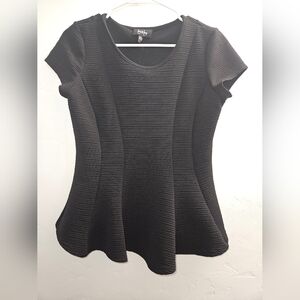 by & by Black Ribbed Short Sleeve Tee